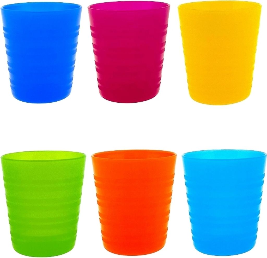 MAKREL Bicchieri Infrangibili In Plastica Con Manico – 6 Tazze A Righe, 280 Ml, Senza BPA, Per Campeggio E Feste - 4