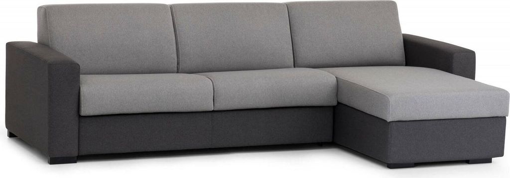Festes Sofa Debora, Ecksofa, 100% Italy, Sofa-Wohnzimmer, mit Wendebehälter Halbinsel, aus gepolstertem Stoff, mit schmalen Armlehnen, Cm 260x95h...