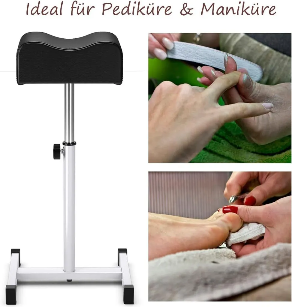 Repose-jambe Professionnel de Manucure avec Support Pieds Réglable Blanc