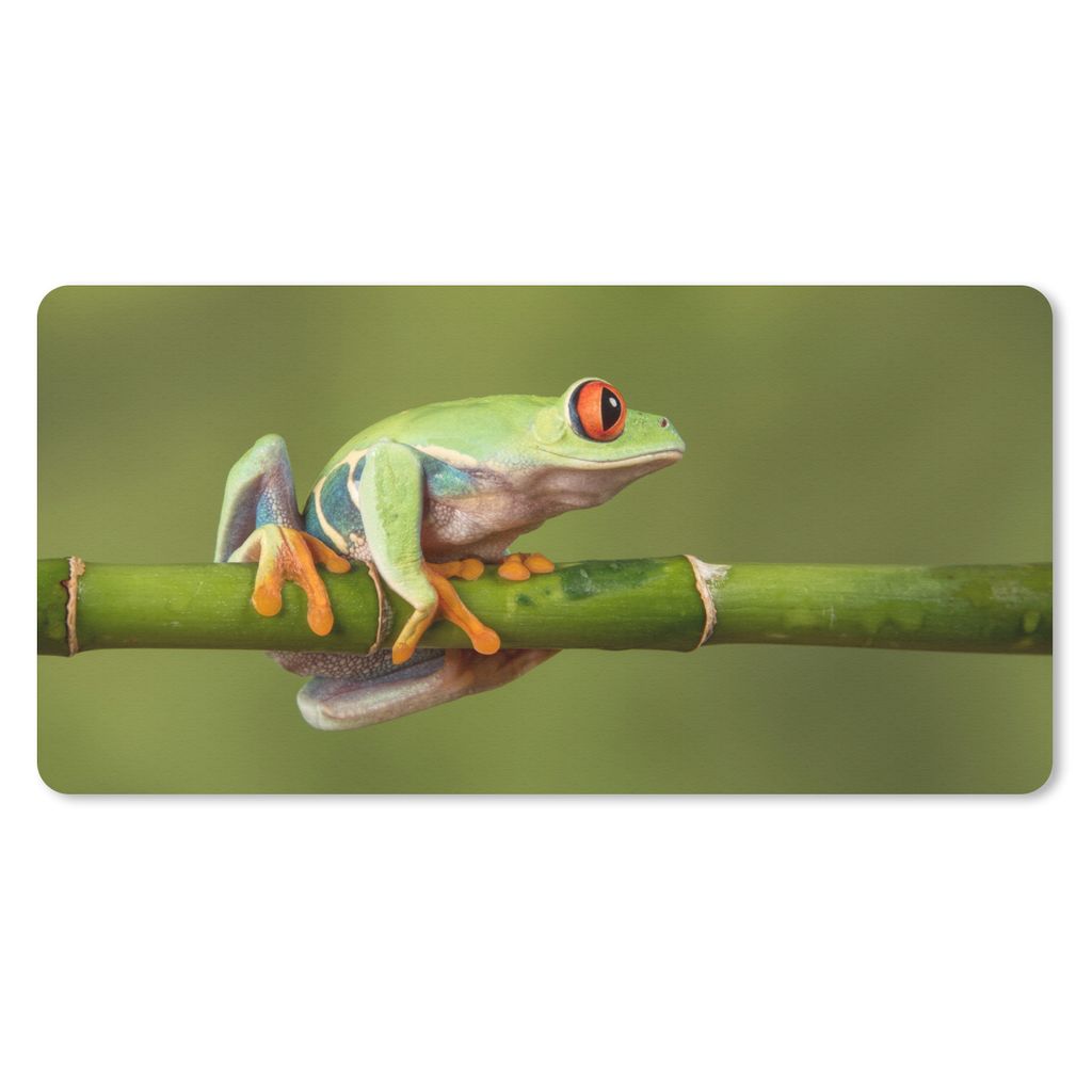 MuchoWow Schreibtischunterlage Rotäugiger Quecksilberfrosch auf Bambus 80x40 cm - XXL Mauspad - Gaming Mauspad