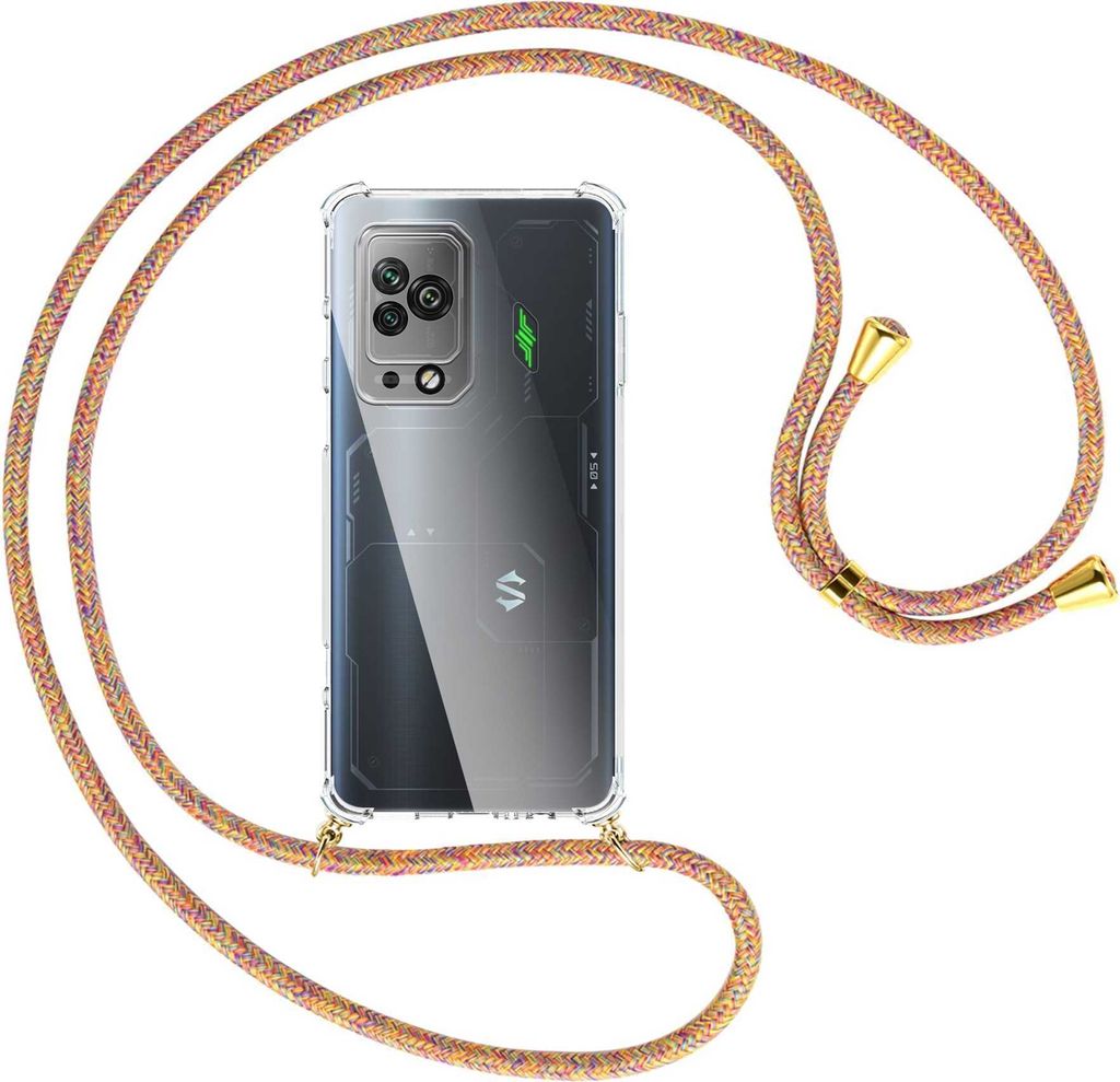 Handykette Backcover-Schutzhülle mit Band (Metall goldfarben) für Xiaomi Black Shark 5 Pro (6.67'') - Rainbow