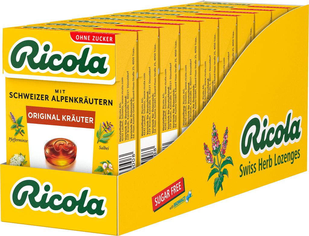 Ricola Original Kraeuter ohne Zucker 10 x 50g Produktbild 
