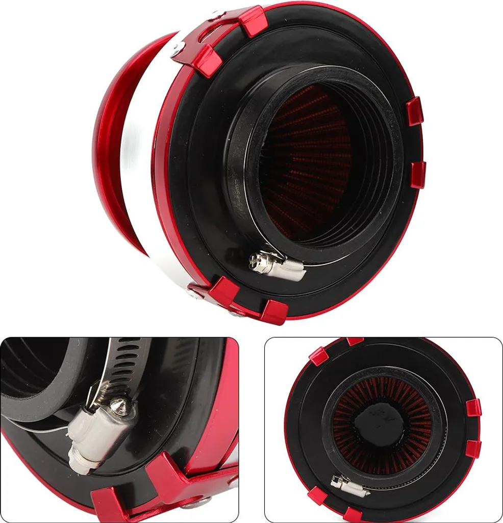 Filtre à air universel 76mm rouge haute filtration pour moteur de voiture