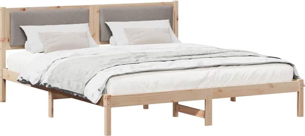 Bettrahmen mit Kopfteil Taupe 180 x 200 cm Massives Kiefernholz