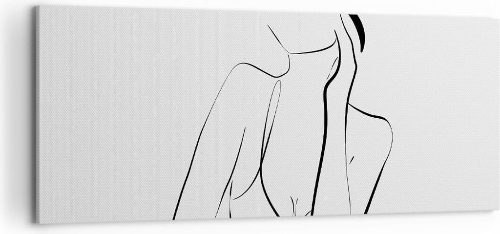Bild auf Leinwand - Leinwandbild - Einteilig - Frau Linien Minimalismus - 120x50cm - Wand Bild - Wanddeko - Wandbilder - Leinwanddruck - Bilder - W...