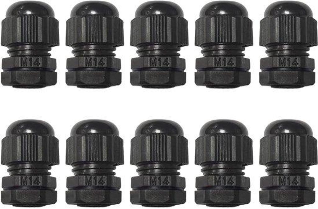 Kabelschraubenverbinder 10er Set, Kunststoff, Nylon, schwarz, 4-8 mm