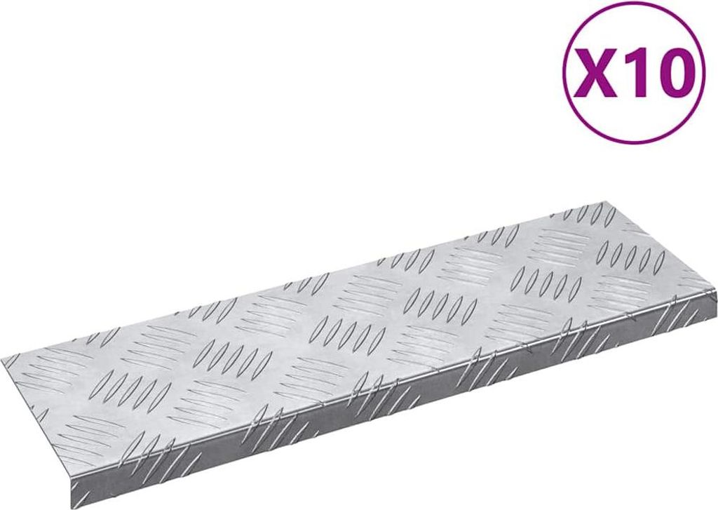 vidaXL Treppe Tritt 10 pcs Silber 60 x 18 x 2,5 cm Aluminium