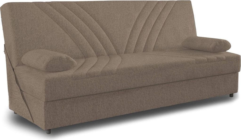 Schlafsofa Ramon, 3-Sitzer-Container-Schlafsofa mit 2 Kissen inklusive, Wohnzimmersofa aus gepolstertem Stoff mit Klick-Klack-Öffnung, 181x81h88 c...