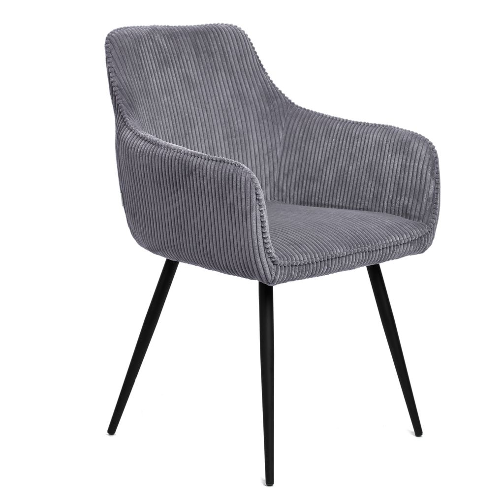WohnzimmerstuhlBürostuhl Polsterstuhl Lehnstuhl Relaxstuhl Fernsehstuhl SATORI FASO Stuhl Kord grau 58x62x79cm HOMLA