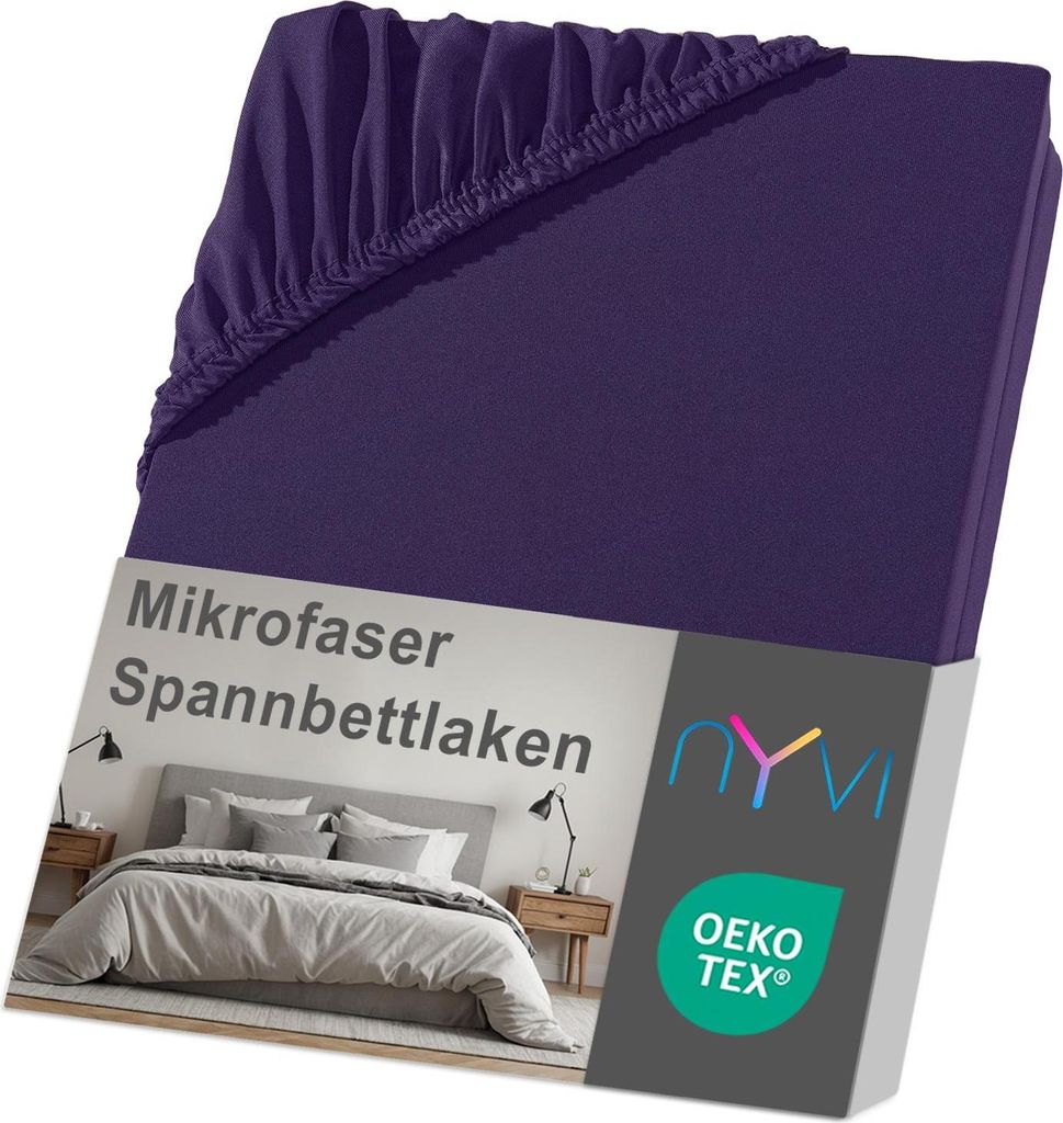NYVI Spannbettlaken DreamScience Mikrofaser 140x200 - 160x200 cm aubergine für Matratzen bis 22 cm Höhe - Weich & Anschmiegsam, Rundumgummizug, B...