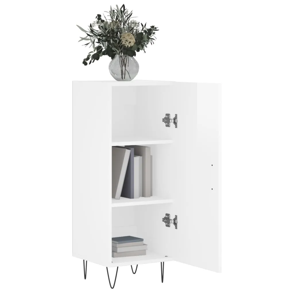 Meuble de Rangement Blanc Brillant en Bois Composite Robuste 90 cm