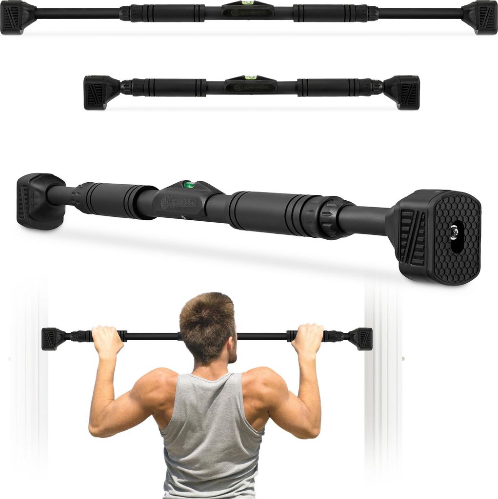 HyperMotion Klimmzugstange 74–100 cm, Türreck ohne Bohren, bis 200 kg, verstellbar, Schwarz