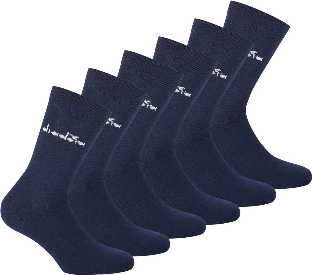 Diadora Uni Socken, 6er Pack - Sportsocken, Baumwolle, Logo, einfarbig Dunkelblau 43-46