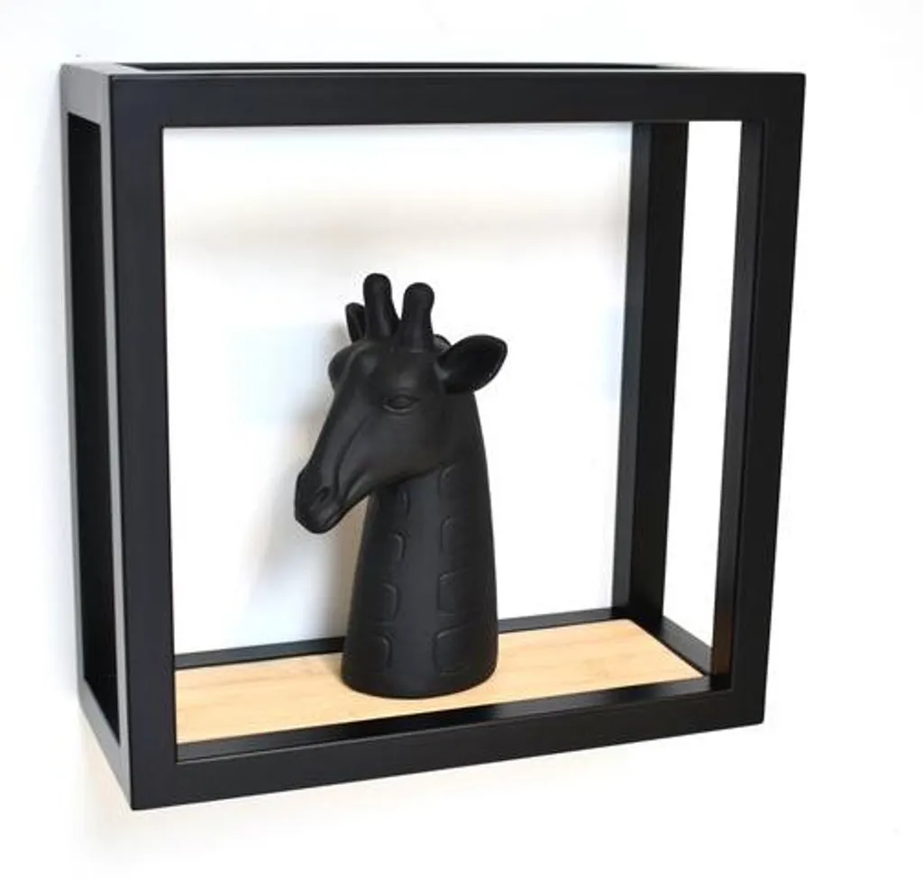 Décoration murale industrielle 18x18cm noir et bois pour salon et bureau