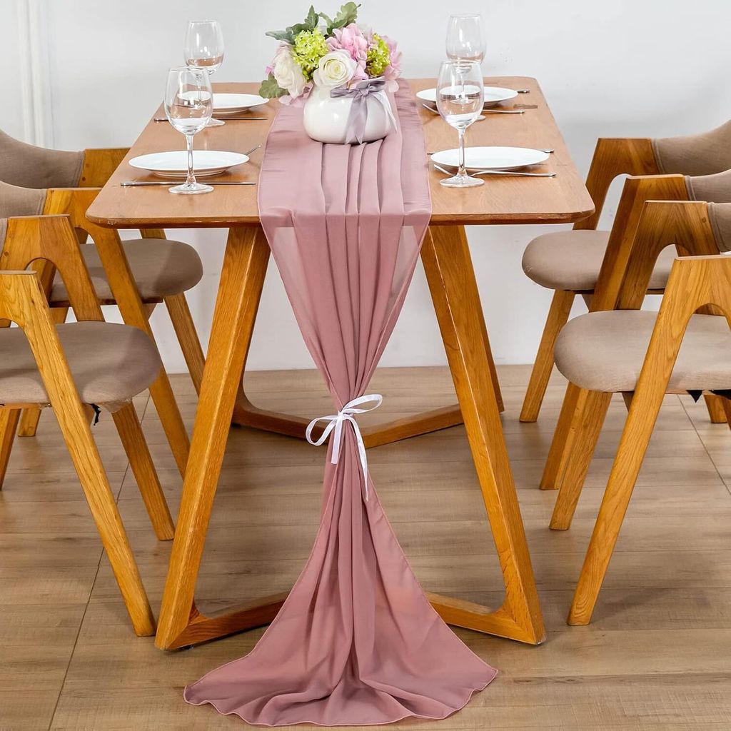 Modern Chiffon Tischläufer, 70x300 cm Abwaschbar Tischdecke, Hochzeit Dekoratives Tischband aus Stoff, Table Runner, Tischdekoration für Hochzeit...