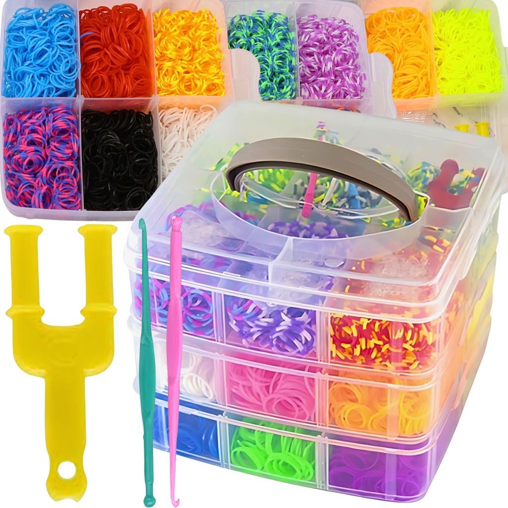 Großes Loom Bands Set 3000 Stück – Gummibänder für Produktbild 