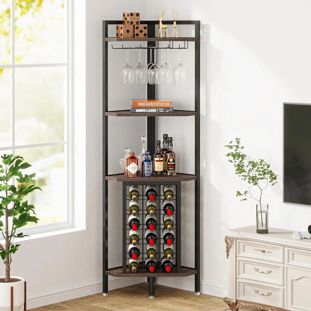 Casier à vin vertical pour cuisine et salle à manger avec porte-verres
