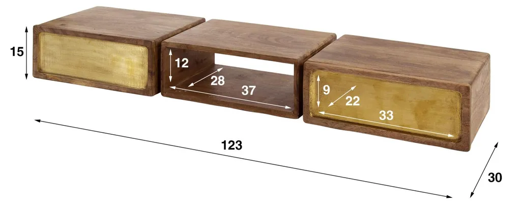 Console murale étroite marron et laiton 123 cm - Table d'appoint chic - 4
