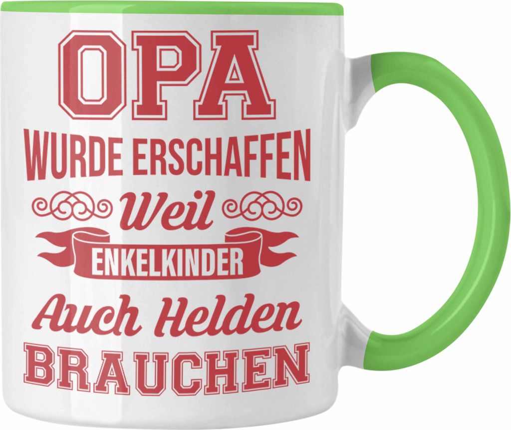 Trendation - Opa Geschenke Geschenk Tasse mit Spruch Opa Geschenkidee Nichte Enkel Vatertag Kaffeetasse Großvater (Grün)