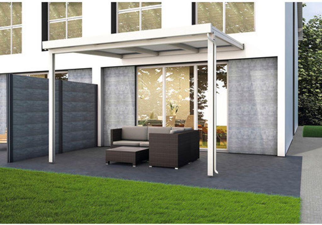 Terrassenüberdachung gutta Premium Polycarbonat opal 309 x 306 cm weiß