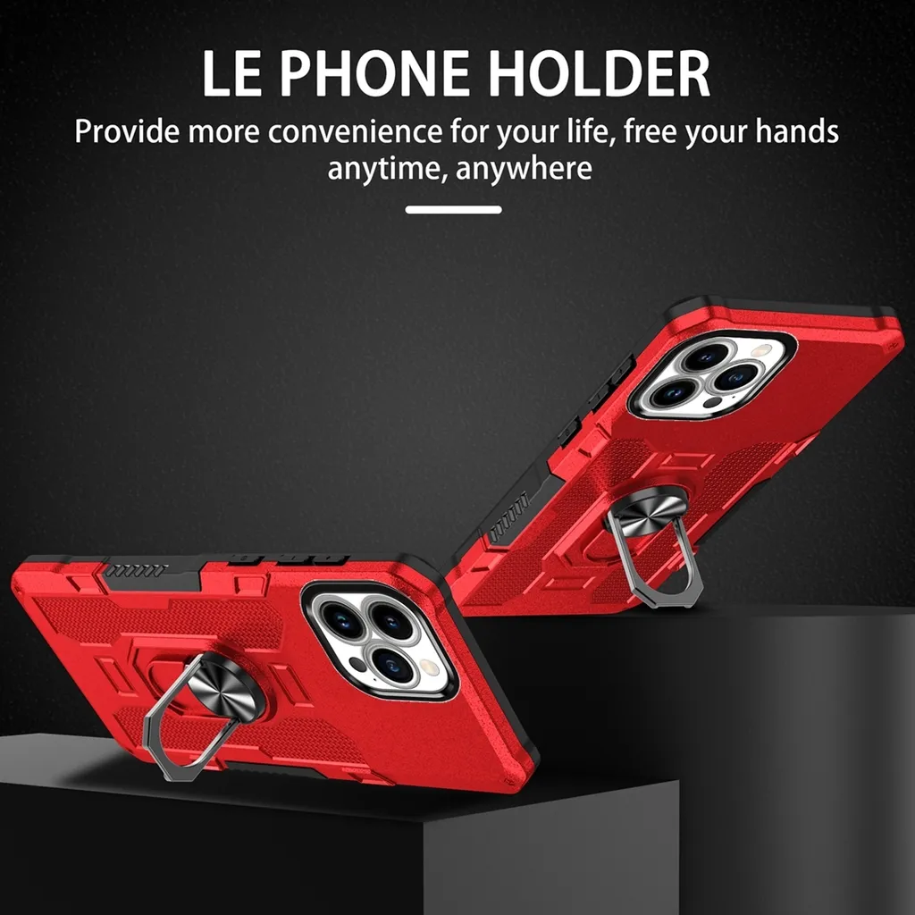 Custodia Rossa iPhone 12 Pro Max con Ring Holder e Supporto Magnetico - 5
