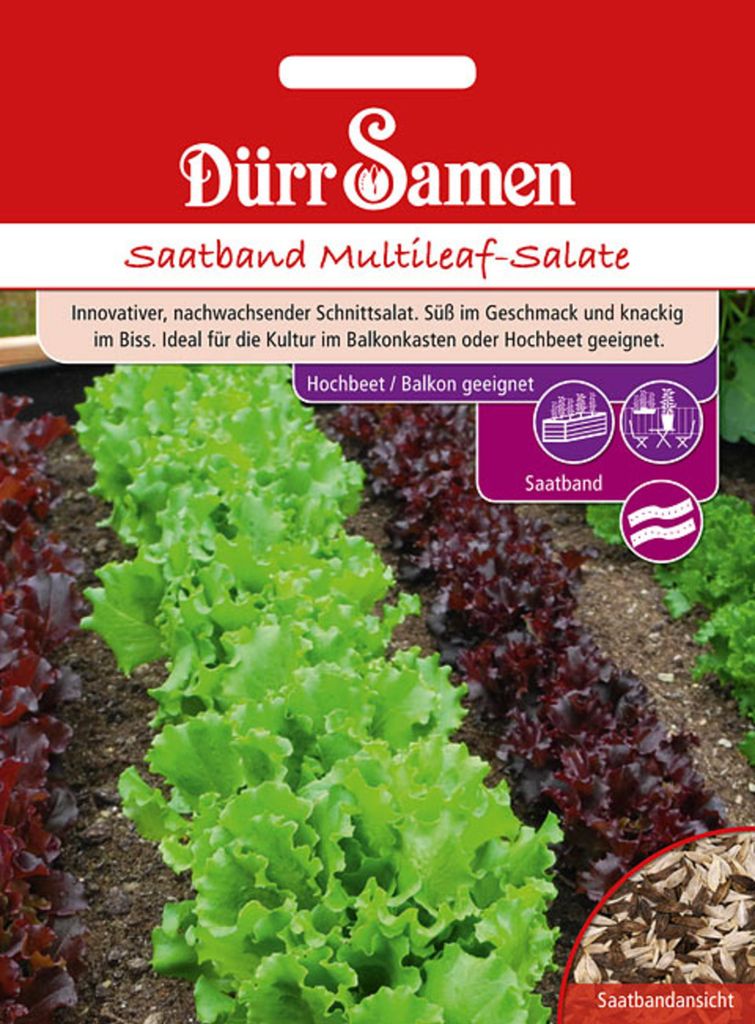 Dürr-Samen - Saatband Multileaf-Salate für Balkon - Saatgut - 4400
