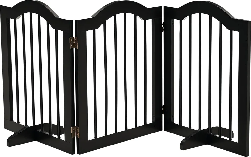 Barrière Modulable pour Escalier et Couloir - Protection Animaux Bois Noir