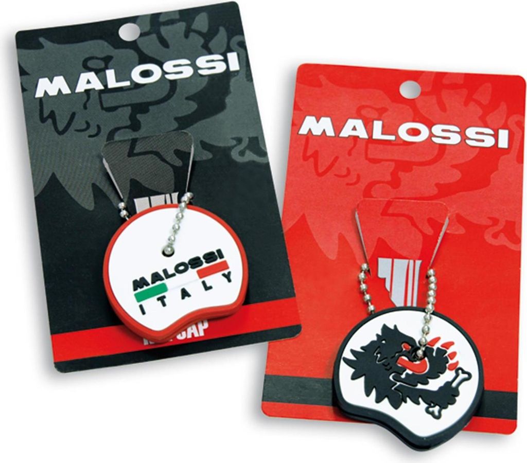 Schlüsselanhänger Malossi Logo / Löwe, schwarz / rot / weiß, 2 Stück