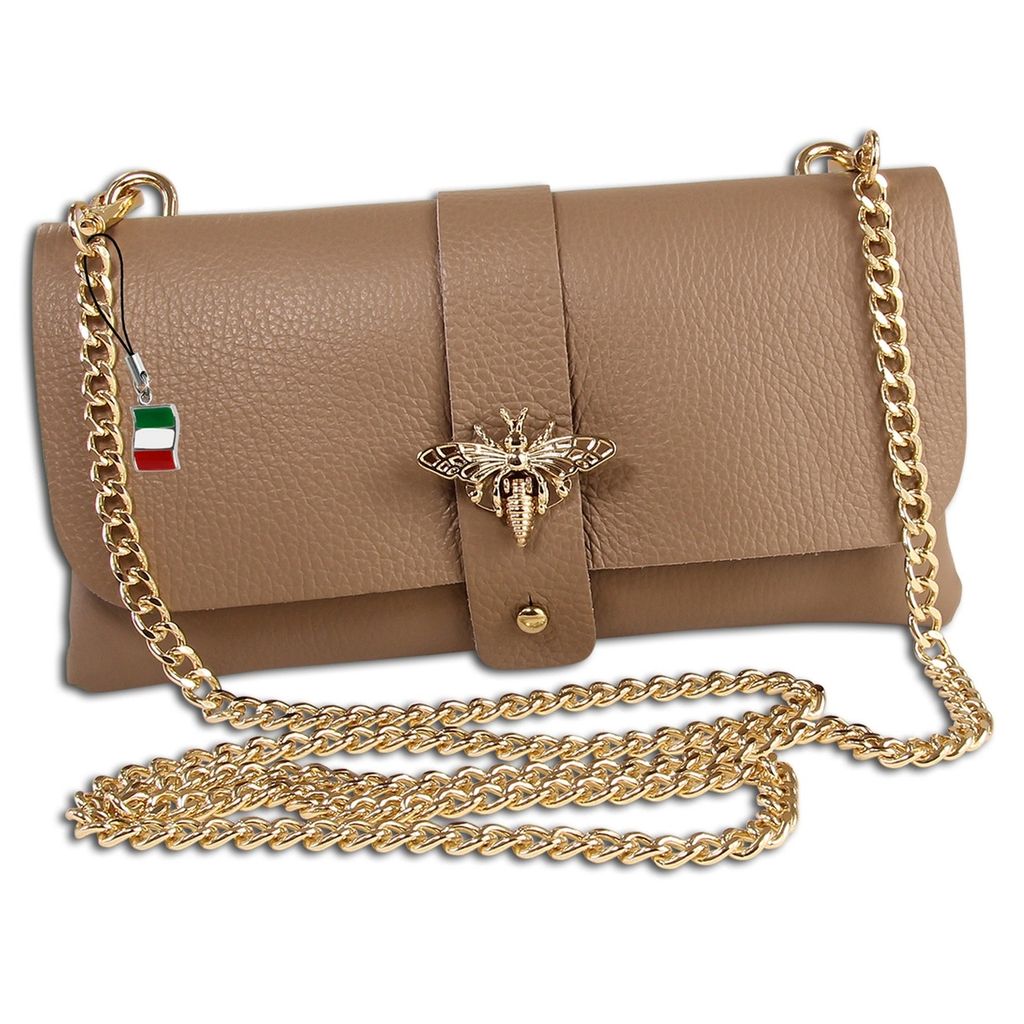 Florence Leder Tasche Schultertasche Clutch taupe beige OTM803N