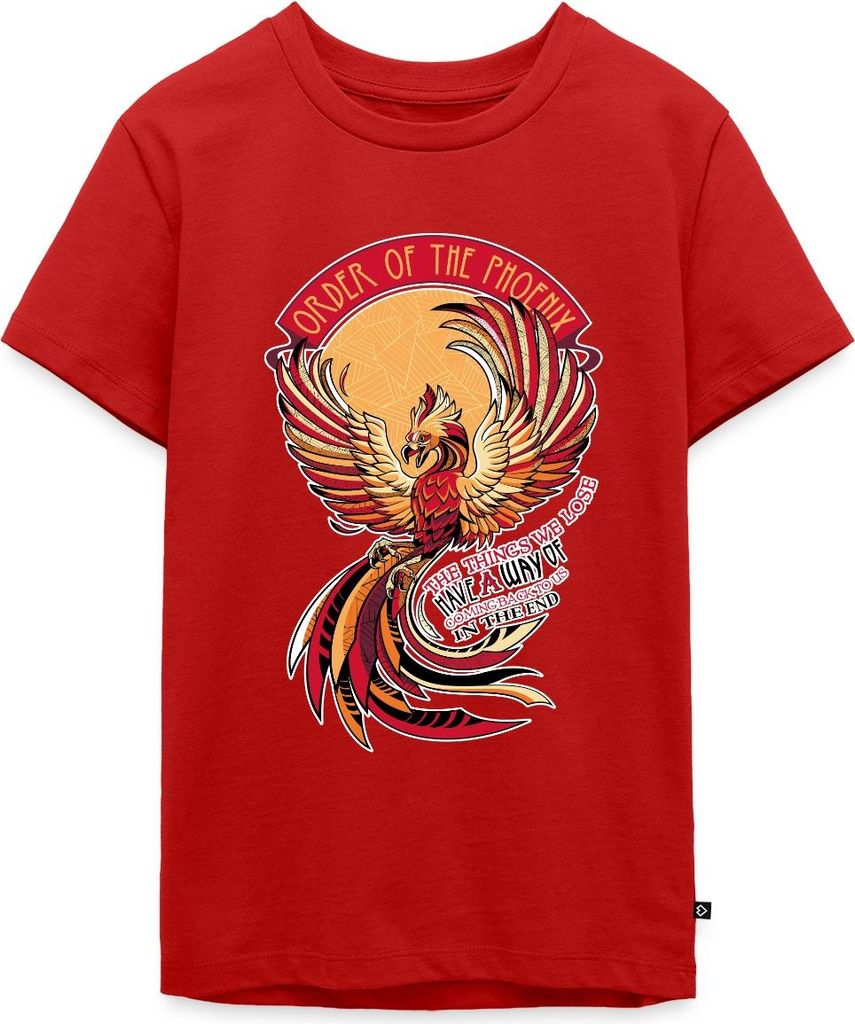 Spreadshirt Harry Potter Phönix Fawkes Teenager Premium T-Shirt, 146/152 (10 Jahre), Rot