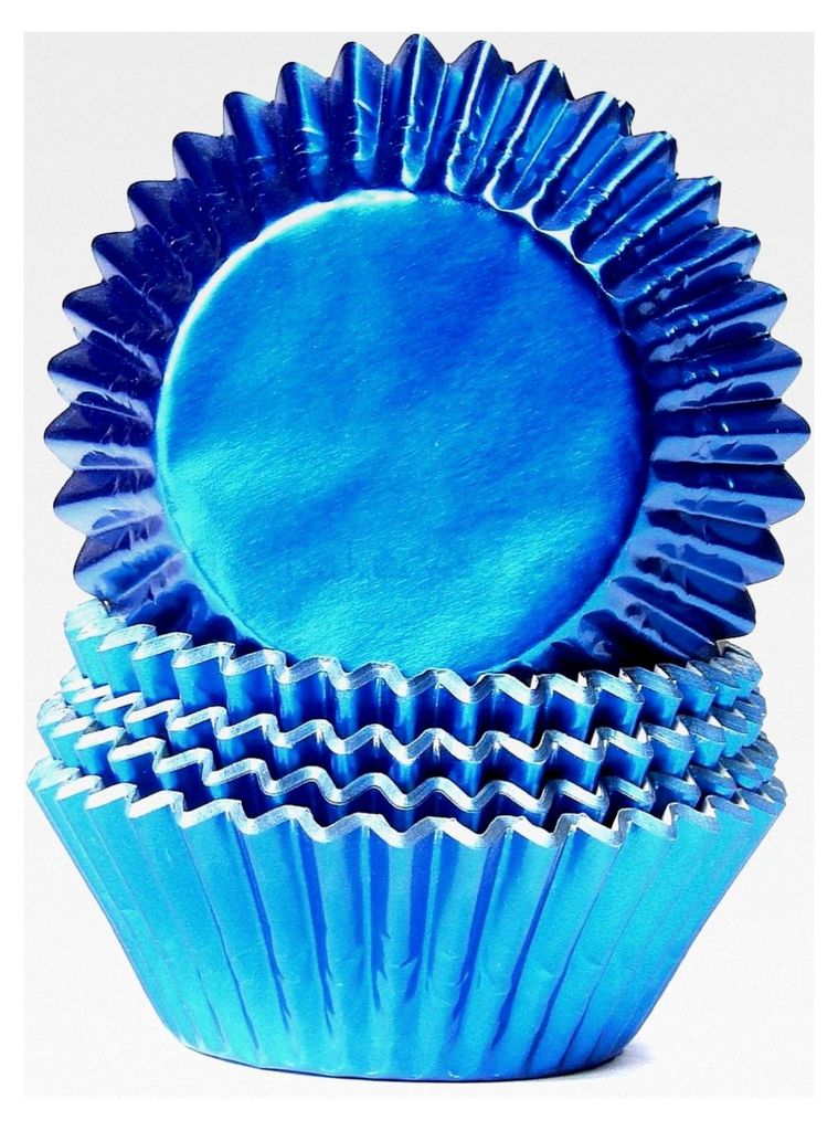 Papierbackförmchen - Folie - Ø 50 mm x 30 mm - Königsblau - 50 Stück - Cupcakeförmchen - Muffin Liners - glänzend - fettdicht - metallic