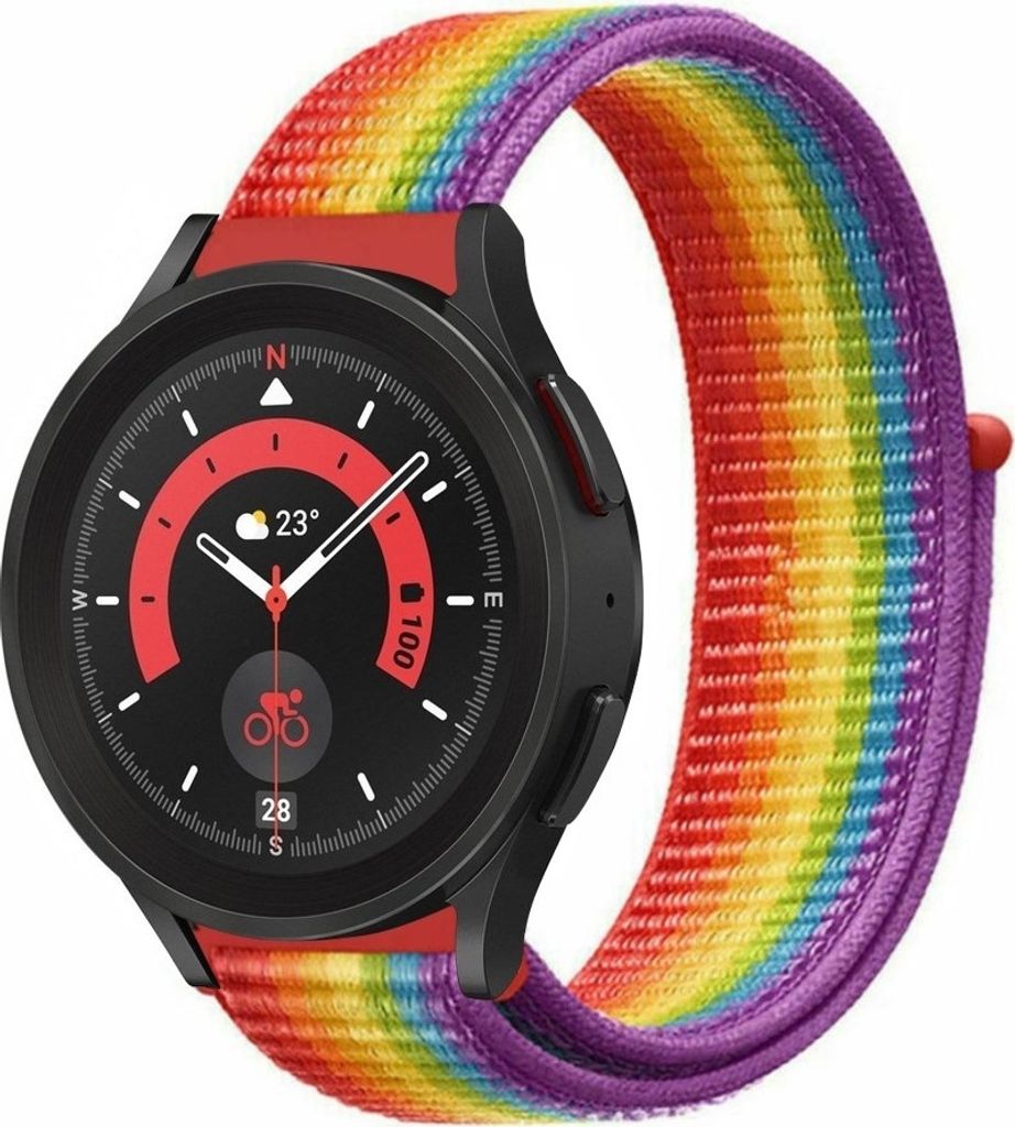Strap-it Samsung Galaxy Watch 5 Pro Nylonarmband (Regenbogen)