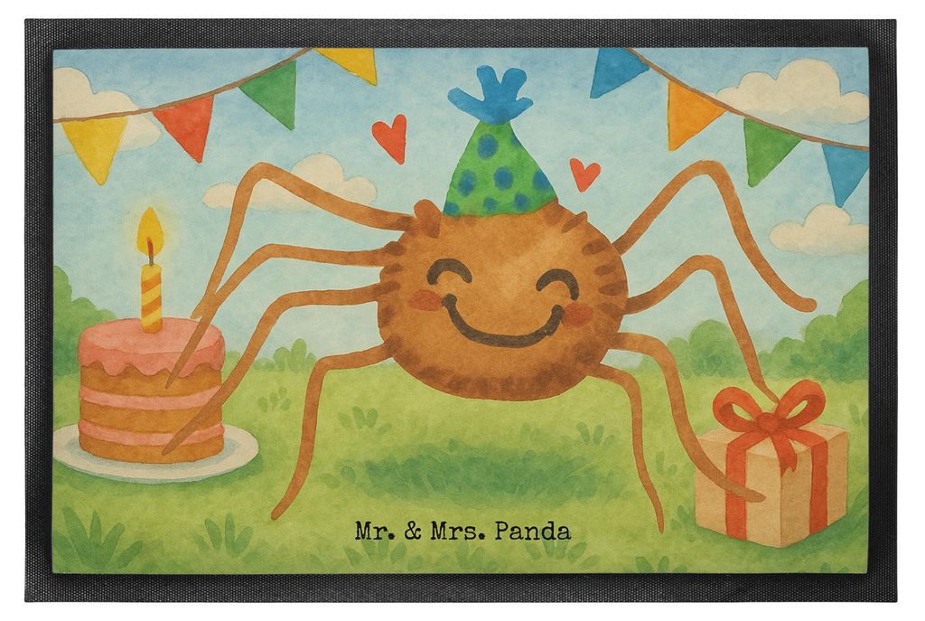 Mr. & Mrs. Panda Schmutzmatte Spinne Agathe Party Design 40 x 60 cm - Weiß - Geschenk, Türvorleger, Fussmatte, fußmatte, Schmutzfangmatte, Fußa...