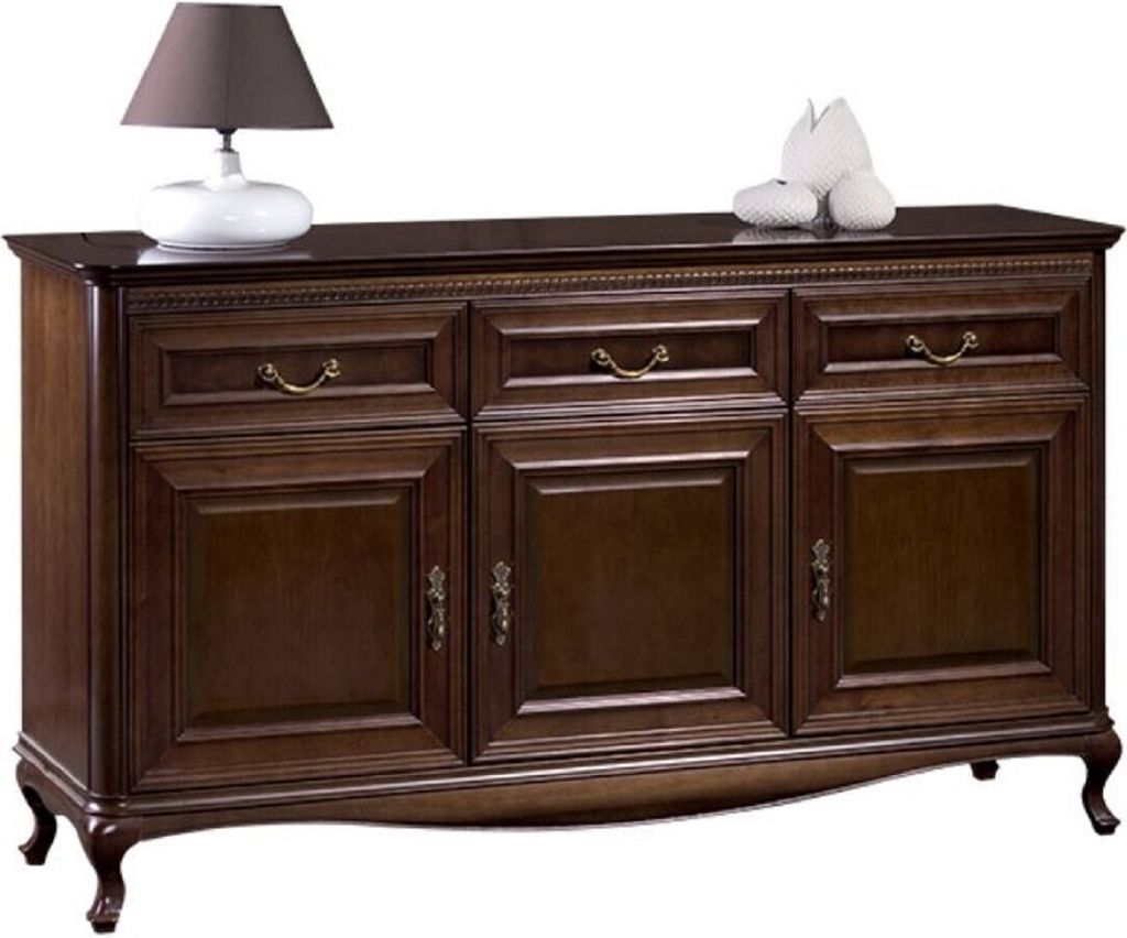 Casa Padrino Luxus Jugendstil Kommode mit 3 Türen und 3 Schubladen Dunkelbraun 166,1 x 45,6 x H. 95 cm - Luxus Qualität