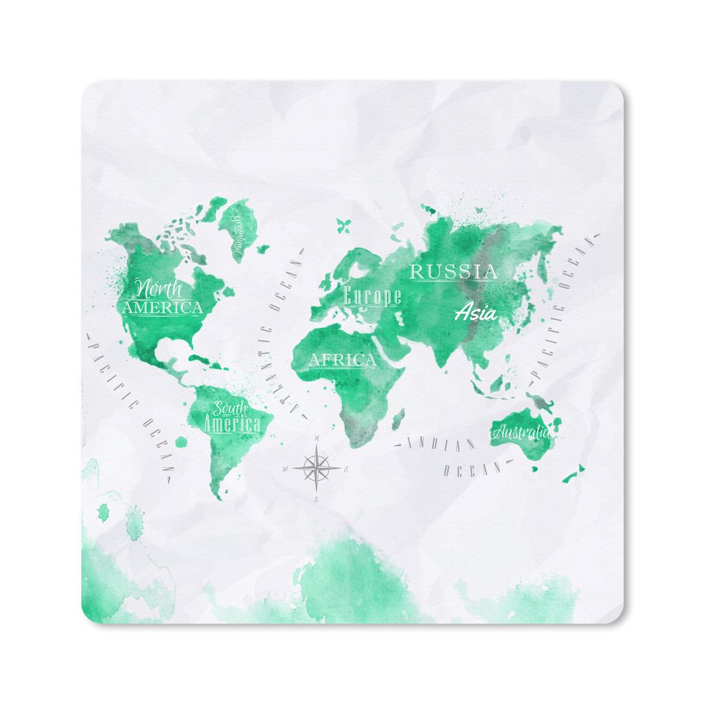 MuchoWow Mauspad Mousepad Weltkarten - Grün - Farbe 30x30 cm - Mousepads - Maus Mat - Pad - Mausunterlage - Gaming