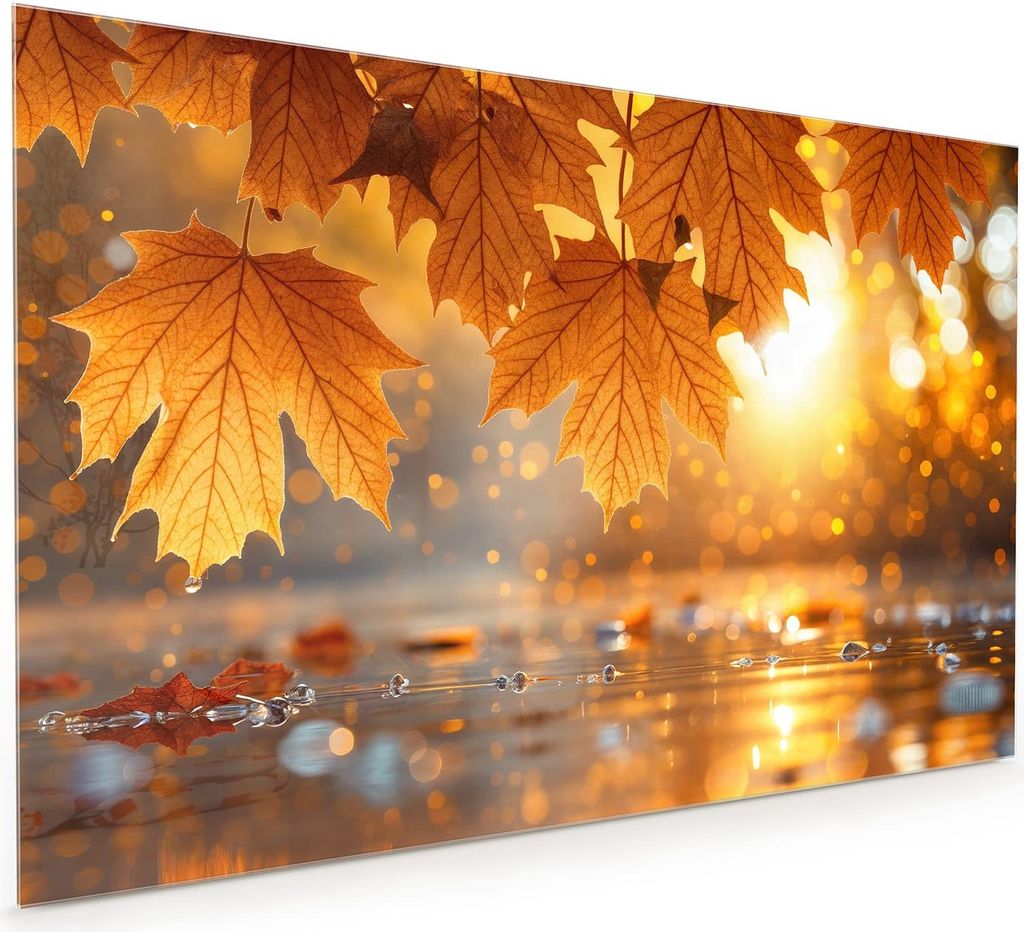 Küchenrückwand Spritzschutz Glas mit Motiv Herbstliche Blätter 40 x 40 cm
