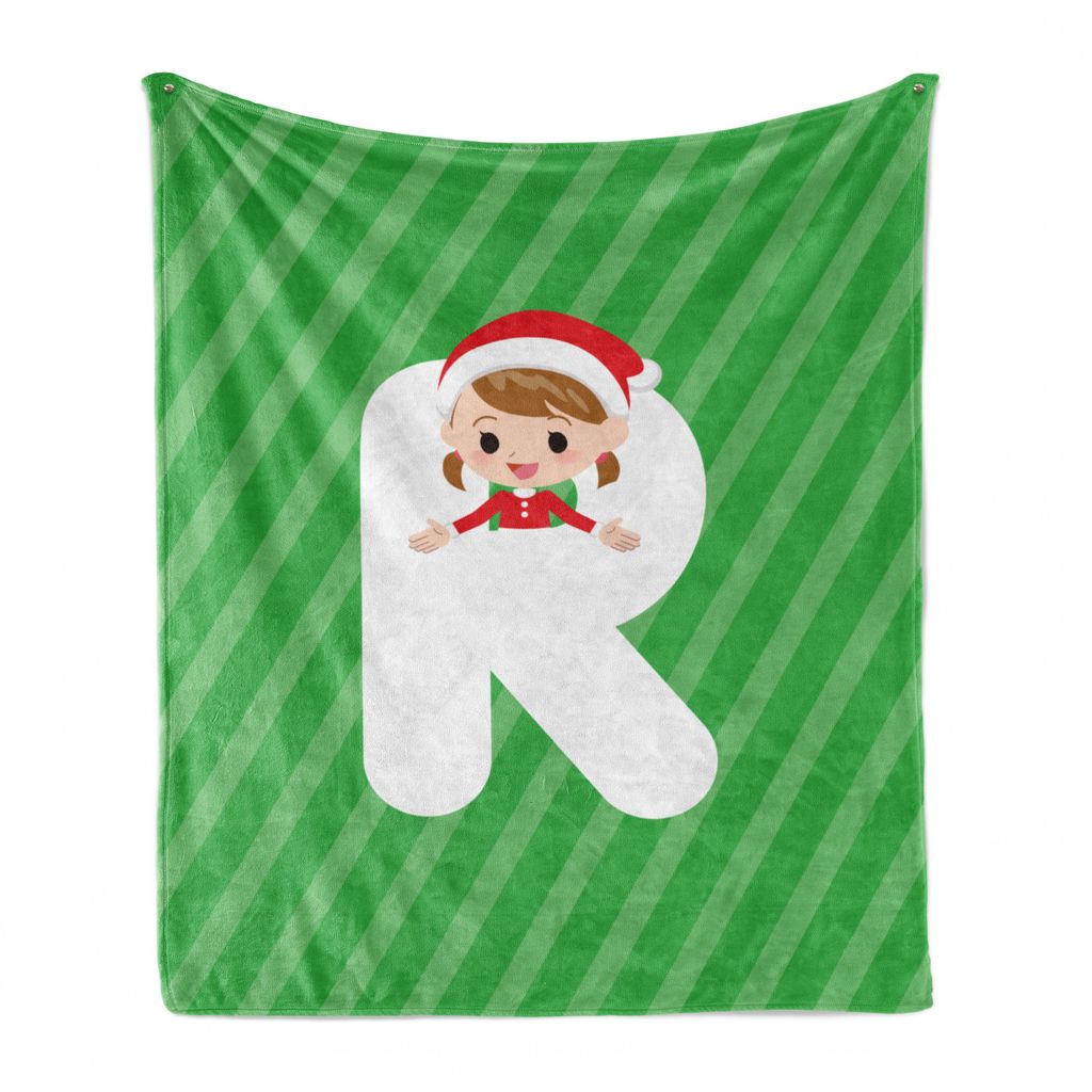 ABAKUHAUS Weihnachtsalphabet Weich Flanell Fleece Decke, Menschen auf Brief, Gemütlicher Plüsch für den Innen- und Außenbereich, 125 x 175 cm, ...