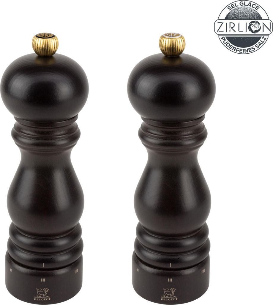 PEUGEOT Mühlenset PARIS 18cm Schokolade Buchenholz uSelect Zirkonia-Mahlwerk