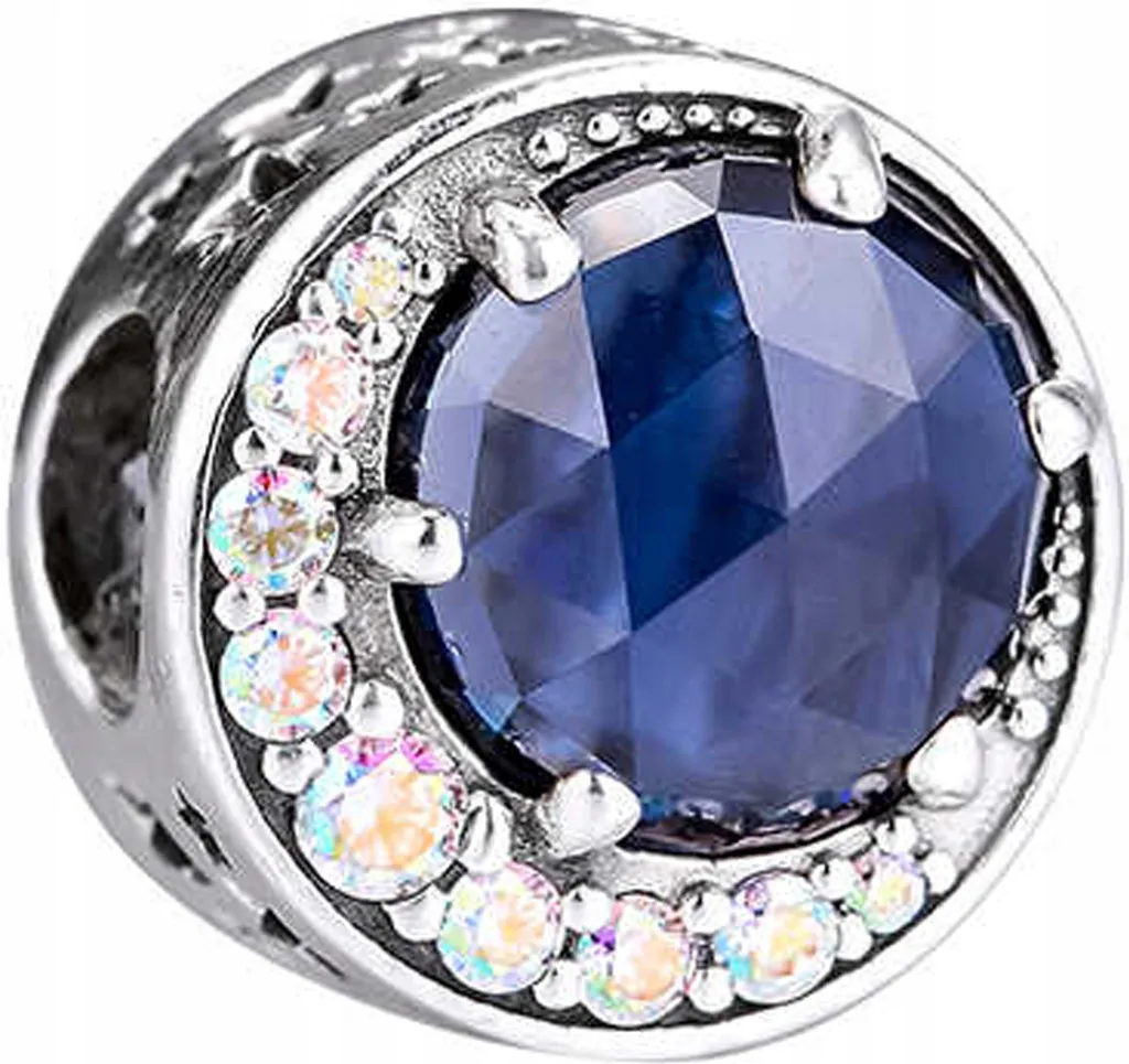 Charm Luna Blu Argento 925 - Ciondolo Compatibile Alta Qualità