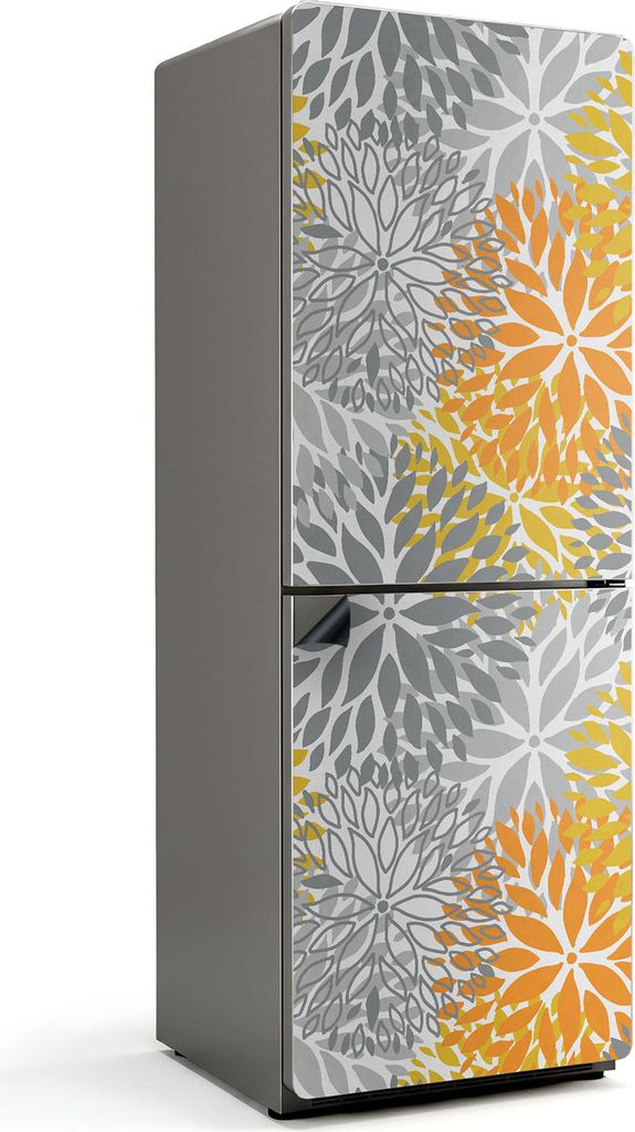 Geometrische Pflanzenmuster – Magnetische Kühlschrank Abdeckung – Dekorfolie magnetisch Küche – Kühlschrank Magnet Deko – selbstklebende...