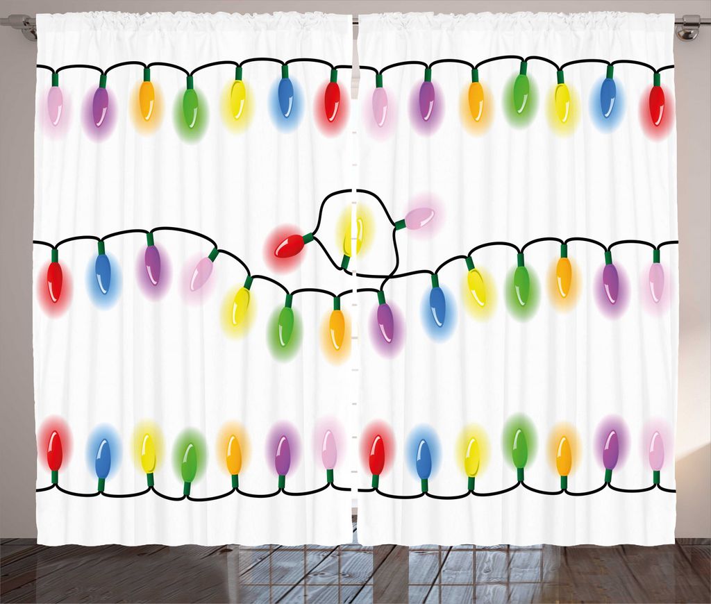 ABAKUHAUS Weihnachten Rustikaler Vorhang, Lebhafte Partyfarben, Wohnzimmer Universalband Gardinen mit Schlaufen und Haken, 280 x 225 cm, Mehrfarbig