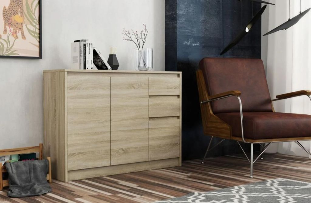 Komoda MALMO 3 DĄB SONOMA – nowoczesna, pojemna i stylowa, Zdjęcie produktu 
