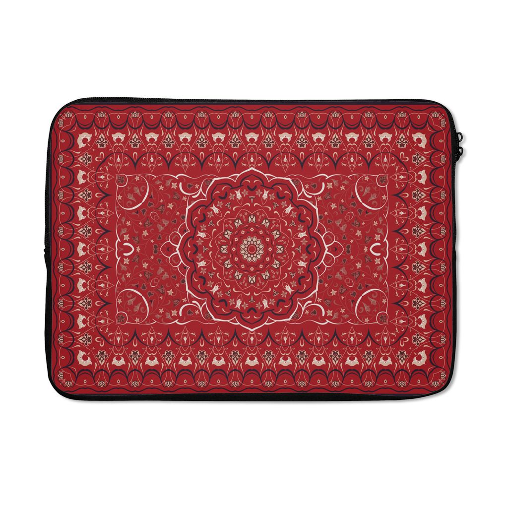 MuchoWow Laptop Hülle 13 Zoll Persische Teppiche - Teppiche - Mandala - Rot Laptoptasche - Laptophülle - Sleeve - Rundumschutz