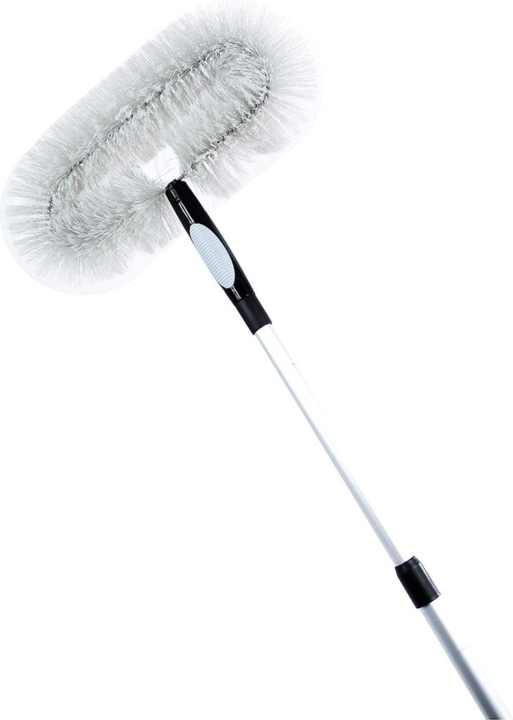 vom Pullach Hof Teleskopstange 4 Meter mit Staubbürste Oval Aluminiumstange Ausziehbar inkl. Aufsatz zum entfernen von Staub und Spinnenweben