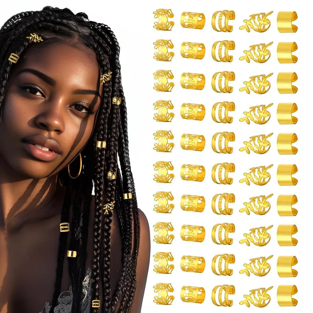 Bijoux de Cheveux Dorés : Accessoires pour Dreadlocks et Tresses Africaines