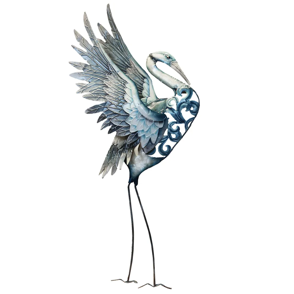 Grue murale en métal anti-rouille - Habillage mural oiseau tôle durable