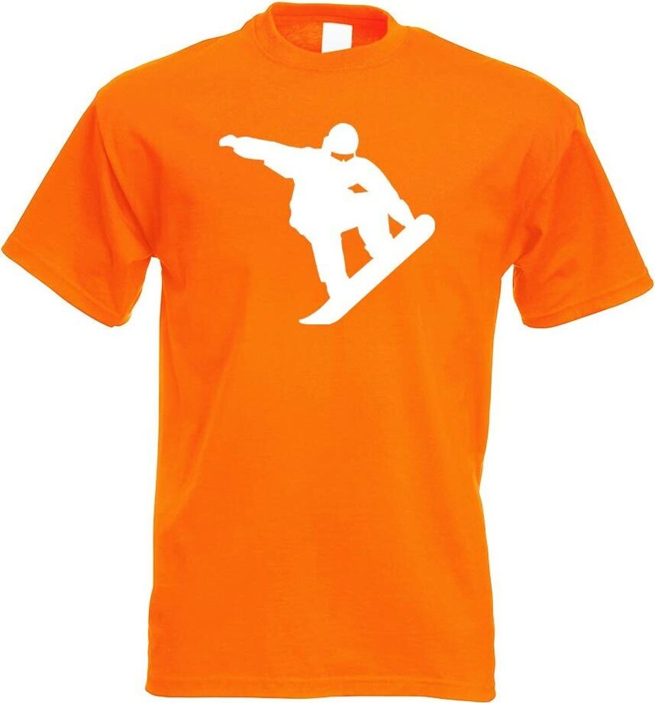 Kiwistar - T-Shirt - orange - Snowboarding Sportler Figur Motiv Bedruckt Funshirt Design Print - mit Motiv Bedruckt - Funshirt Design - Sport - Fre...