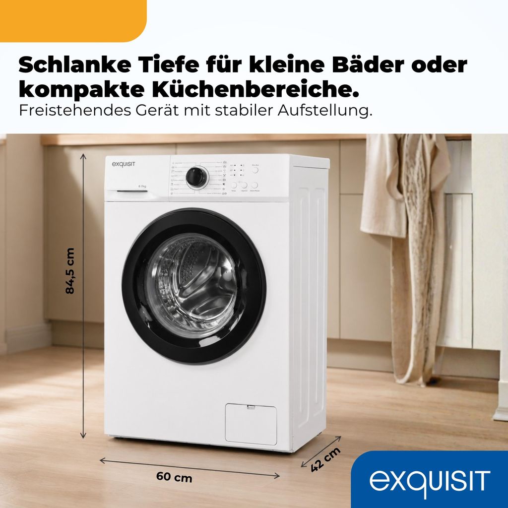 Exquisit Waschmaschine 6 kg | schmal 42 cm | Energieklasse Produktbild 