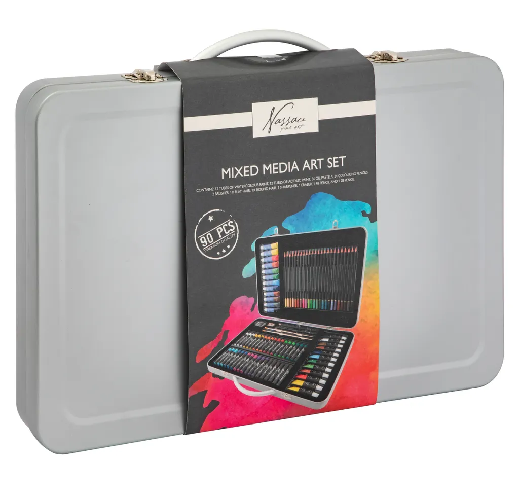 Mallette de dessin Mixed Media Art en métal pour artistes et débutants