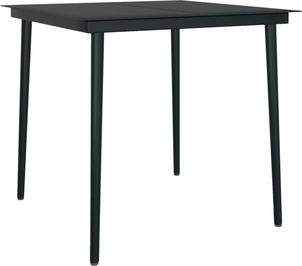 Garten-Esstisch Schwarz 80x80x74 cm Stahl und Glas